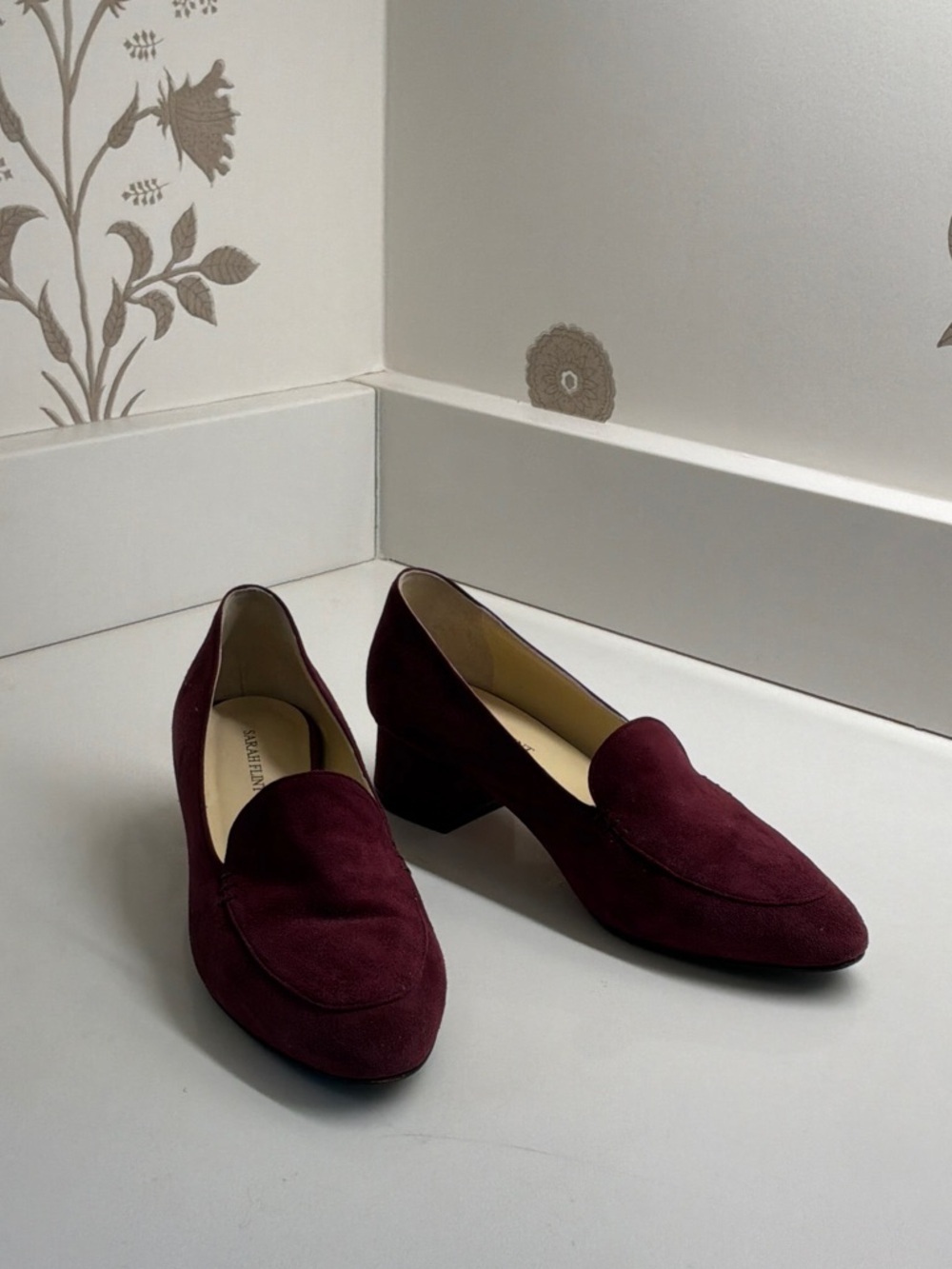 Sarah Flint Burgundy Suede Loafers